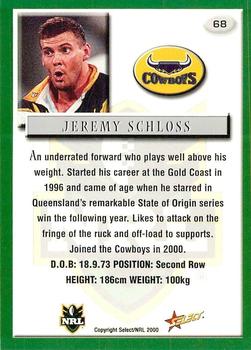 2000 Select #68 Jeremy Schloss Back